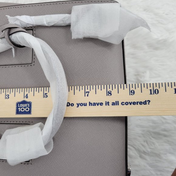 Wfp NewMichael Kors Women Pearl Gray Selby Medium Leather Satchel Tote Handbag - Picture 10 of 12